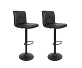 Set of 2 PU Leather Gas Lift Bar Stools - Black